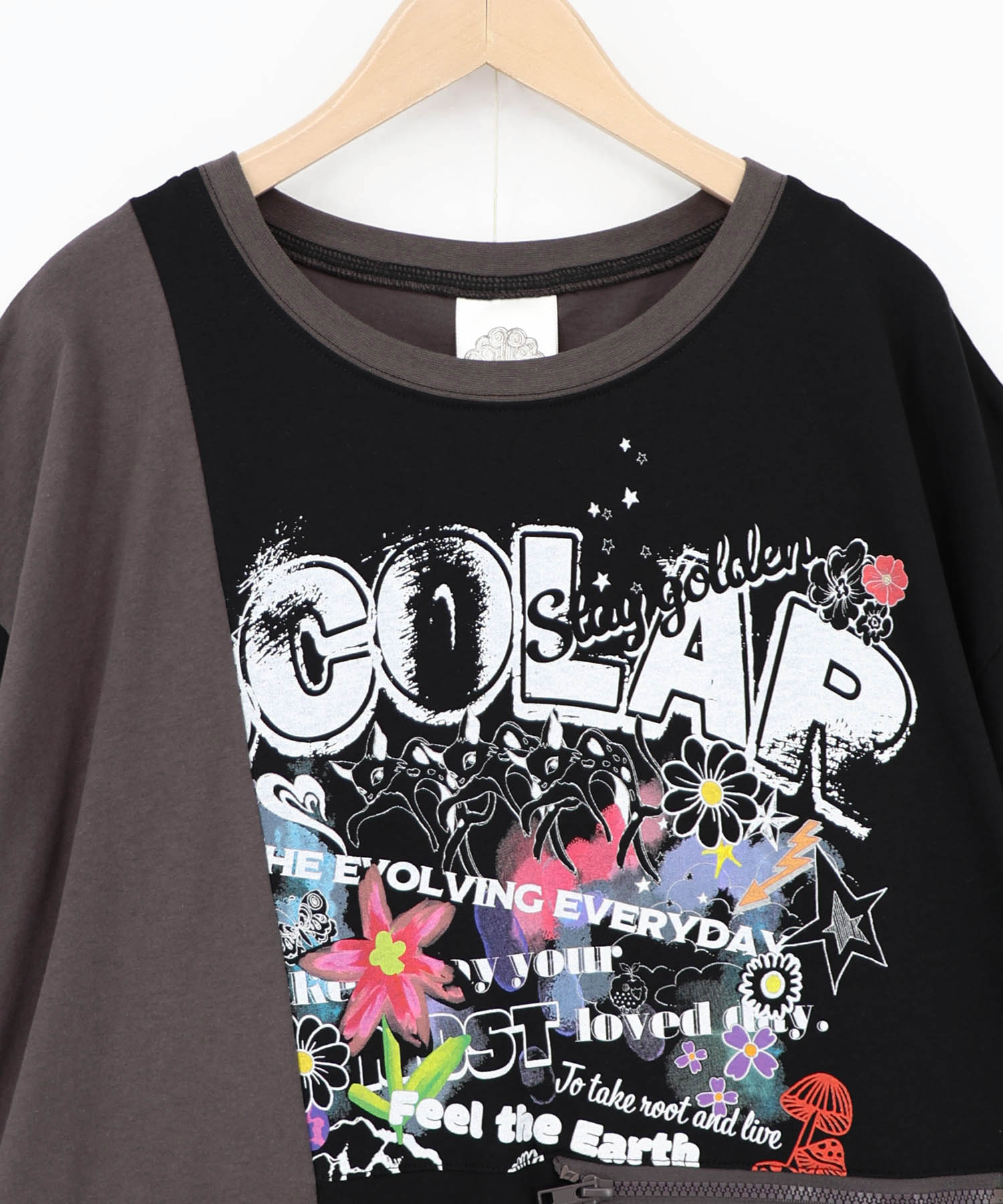 162614：取り外し可能サコッシュ付き ポップ柄配色ワンピースの通販-ScoLar