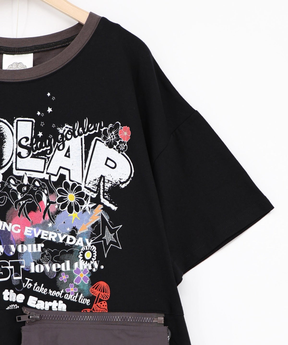 取り外し可能サコッシュ付き ポップ柄配色ワンピース-24