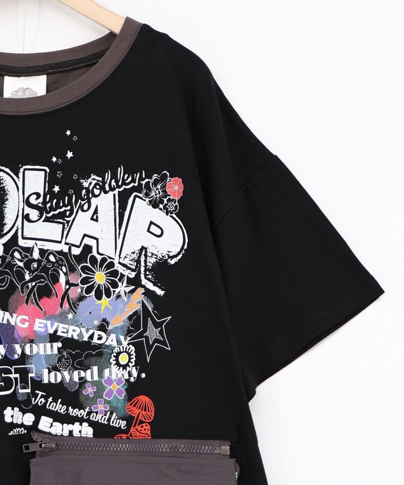 取り外し可能サコッシュ付き ポップ柄配色ワンピース-24