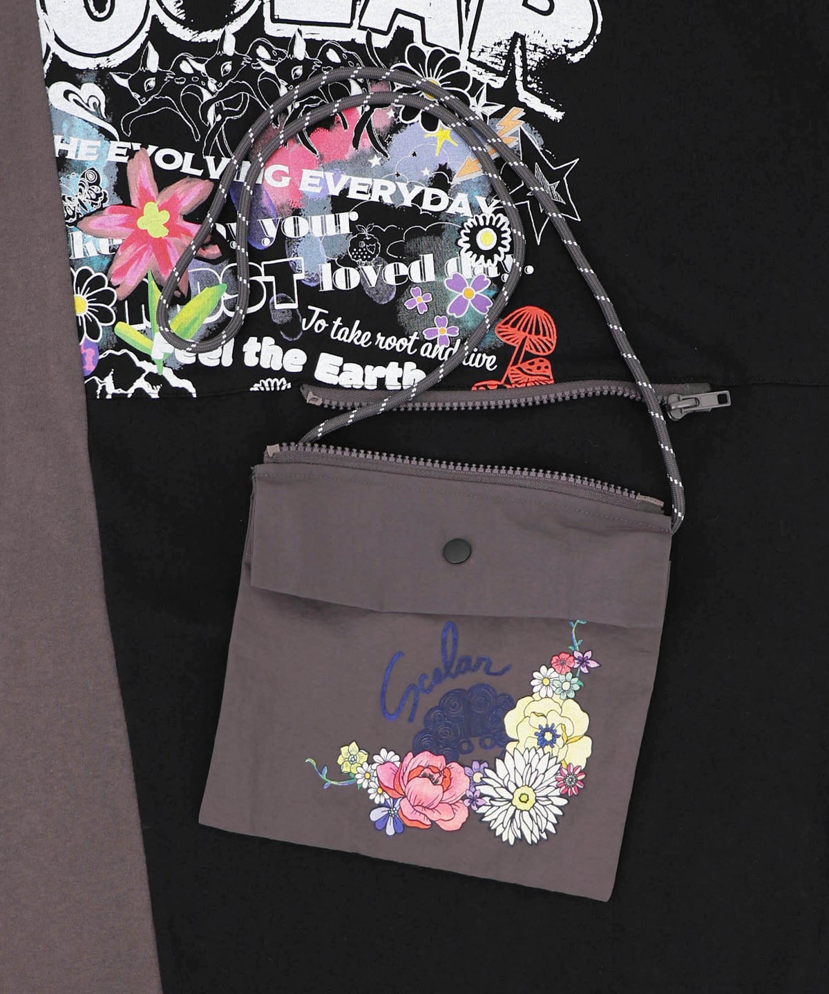 取り外し可能サコッシュ付き ポップ柄配色ワンピース-28