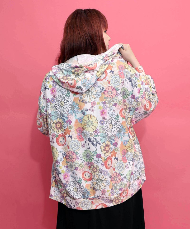 トマトにゃんこ×花柄 接触冷感パーカー-5