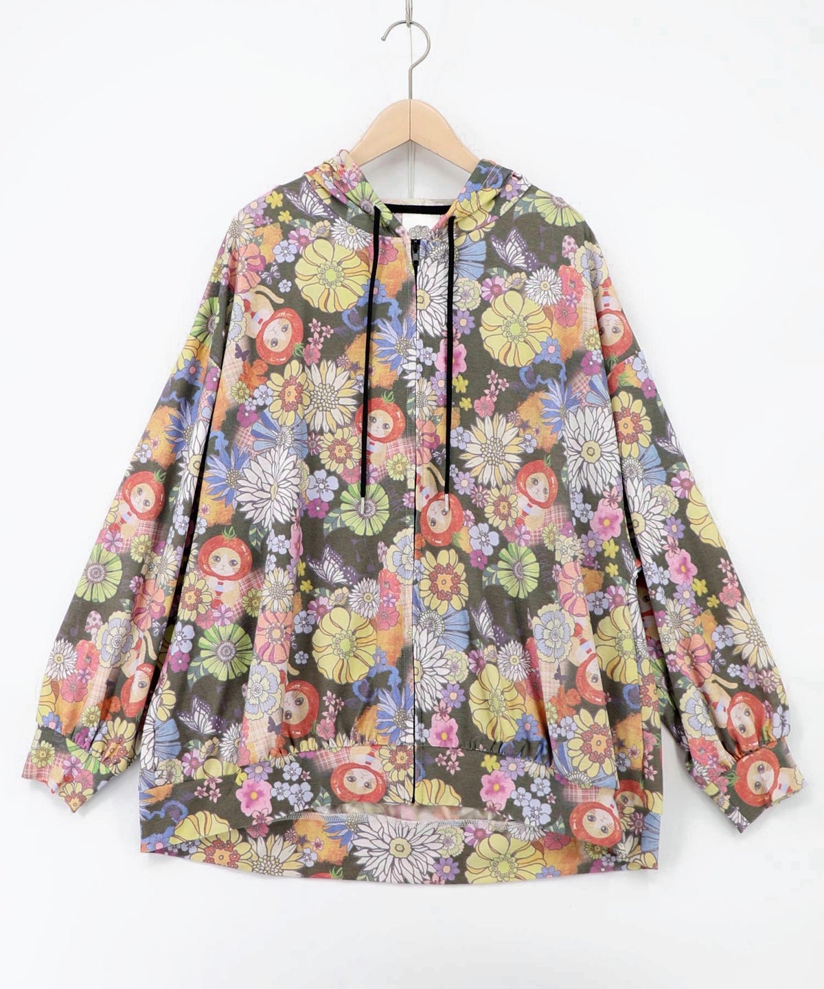 トマトにゃんこ×花柄 接触冷感パーカー-16