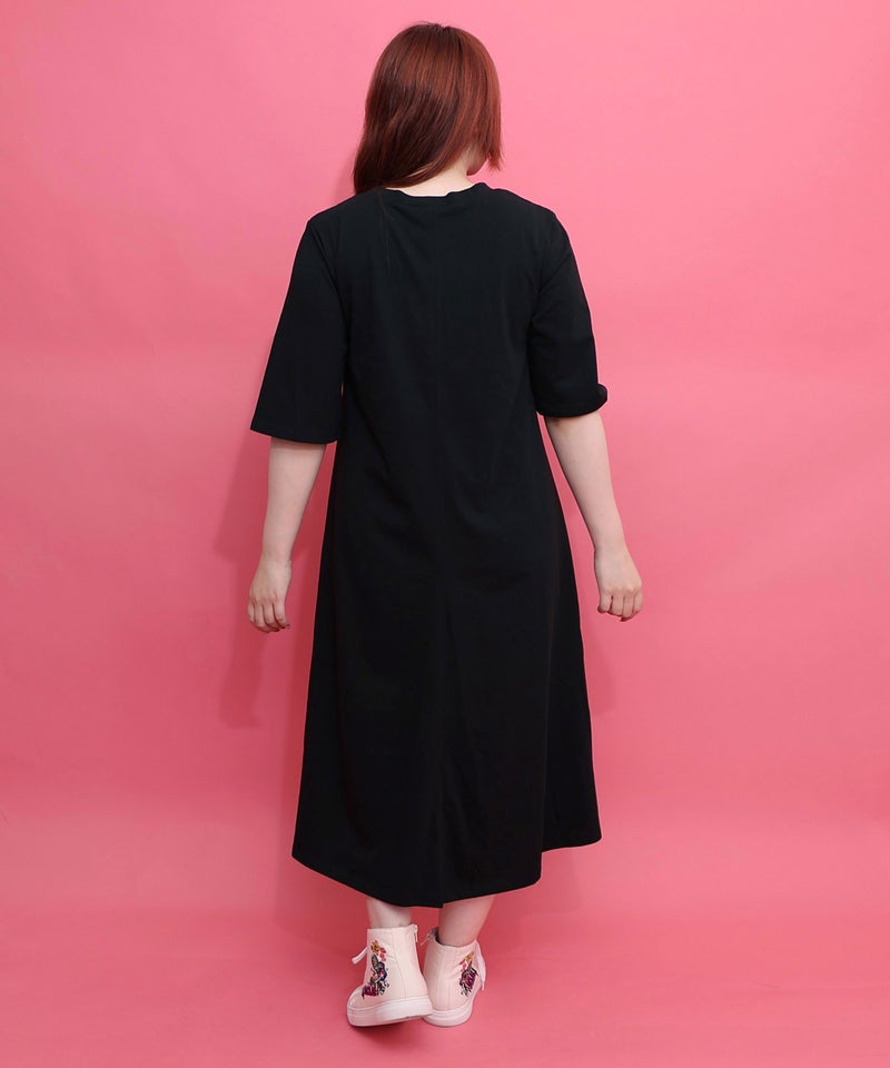 花ネコプリント 接触冷感ワンピース-4