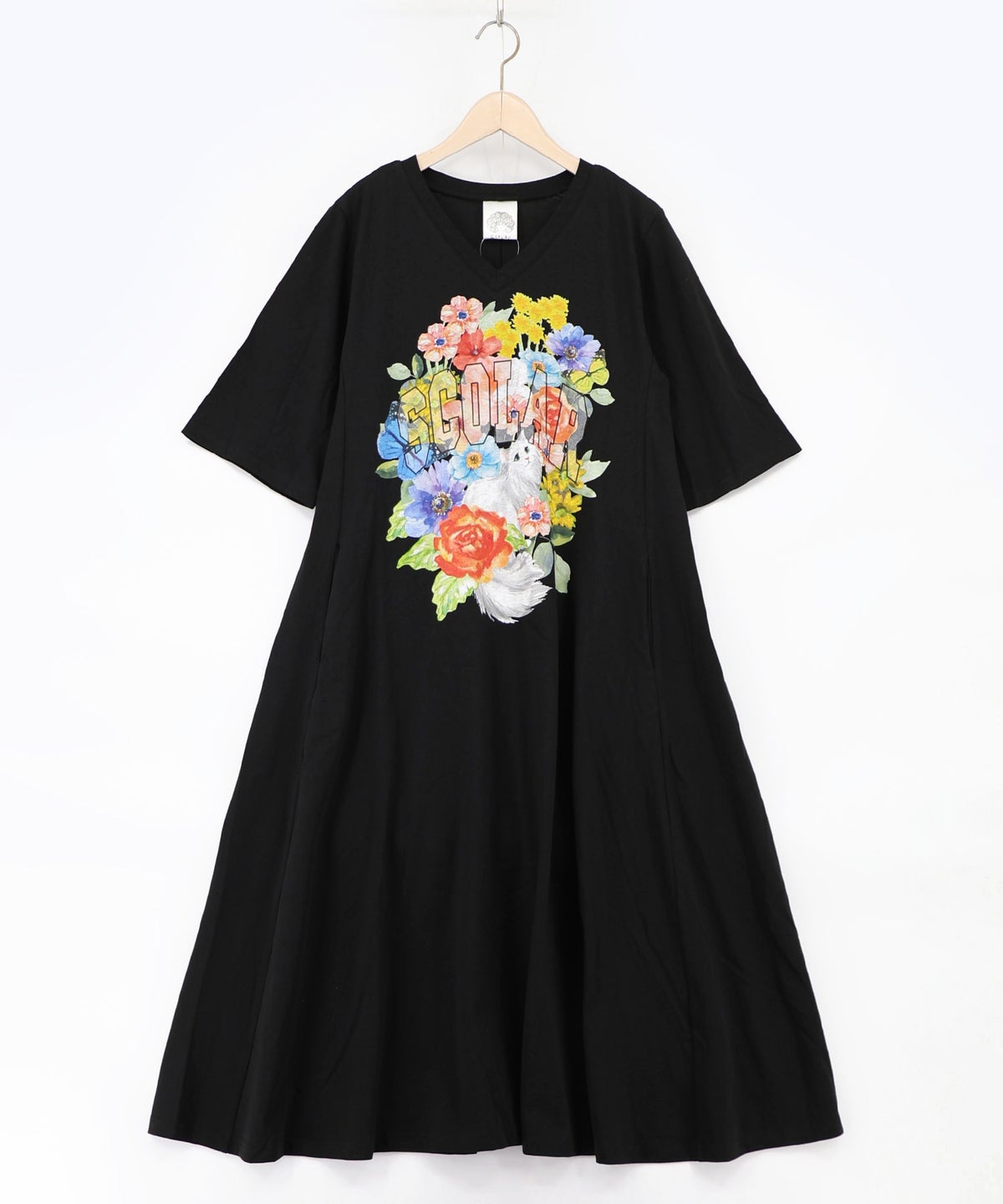 花ネコプリント 接触冷感ワンピース-10