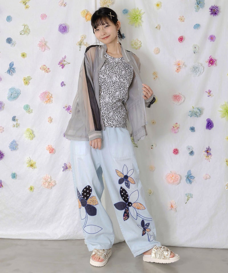 オーガンジー×ナイロン 異素材シアーブルゾン-2