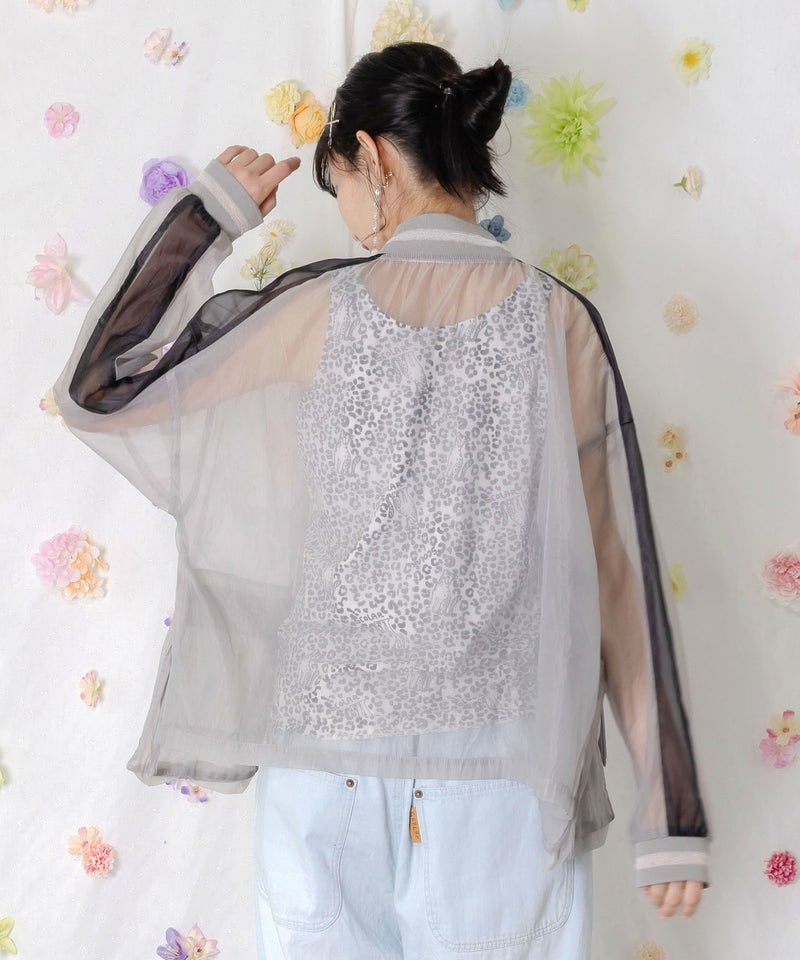 オーガンジー×ナイロン 異素材シアーブルゾン-5