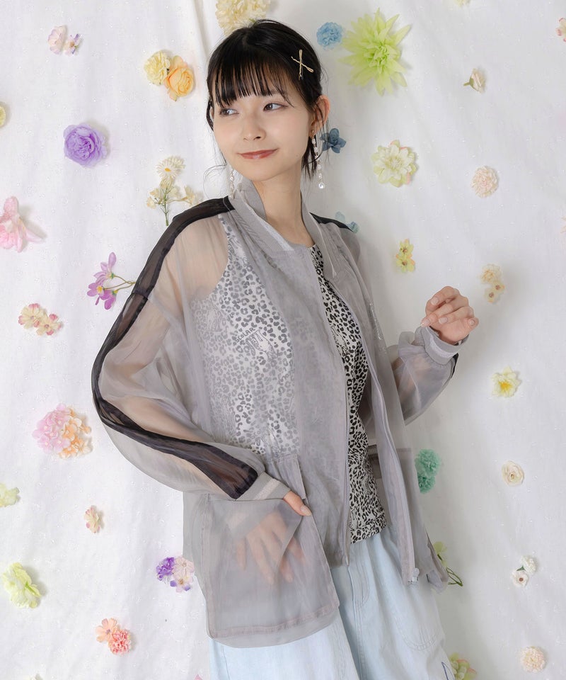 オーガンジー×ナイロン 異素材シアーブルゾン-6