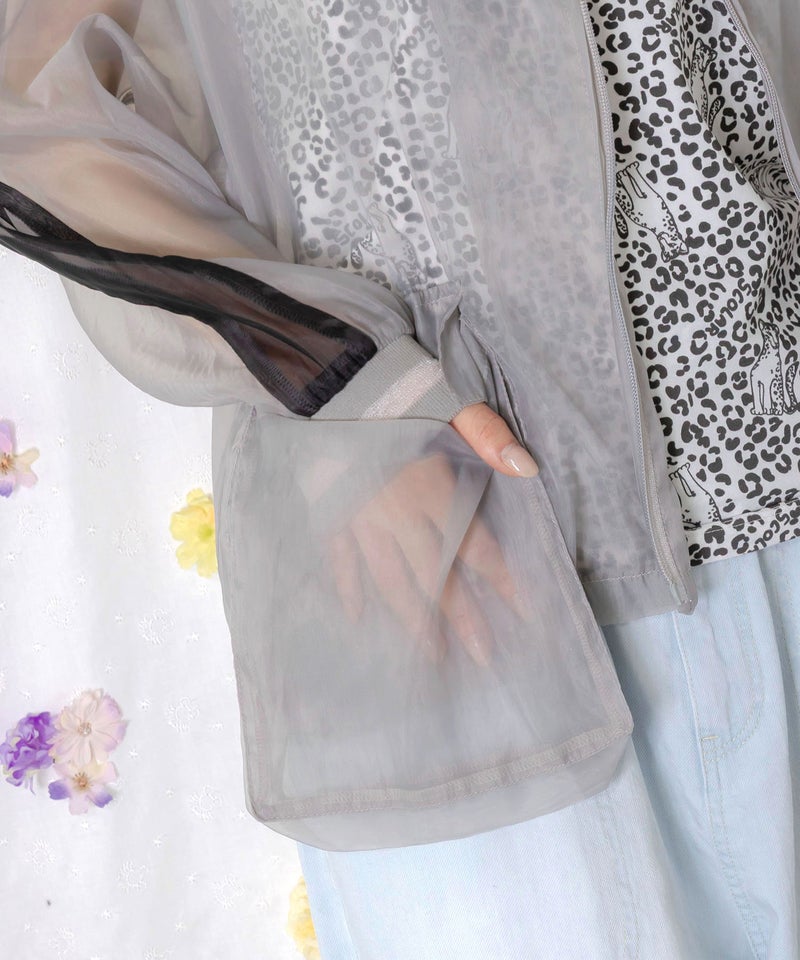 オーガンジー×ナイロン 異素材シアーブルゾン-9