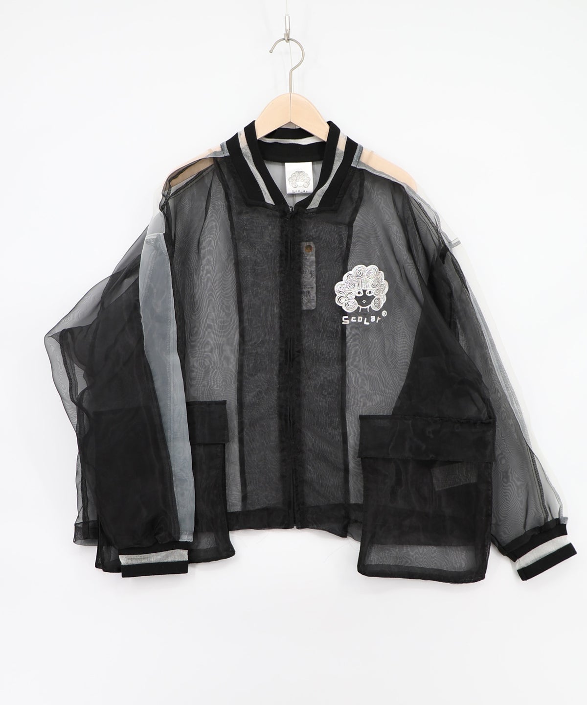 オーガンジー×ナイロン 異素材シアーブルゾン-12