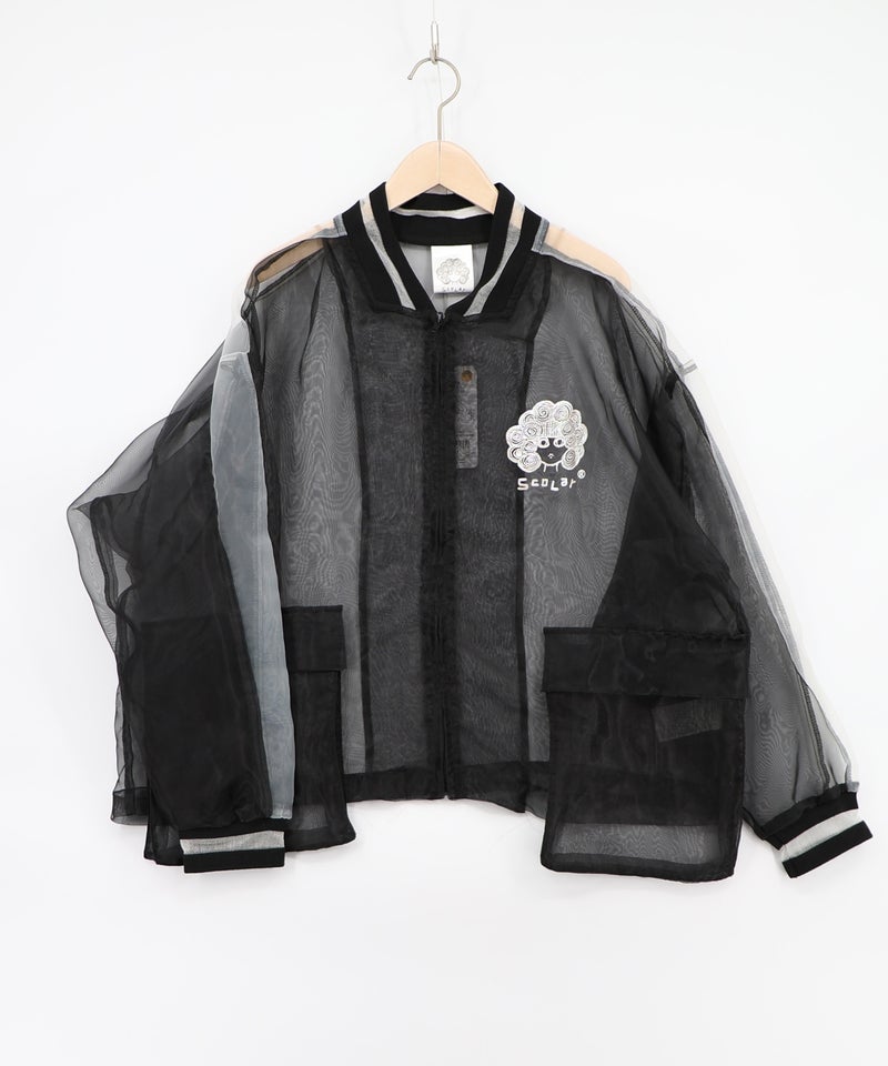 オーガンジー×ナイロン 異素材シアーブルゾン-12