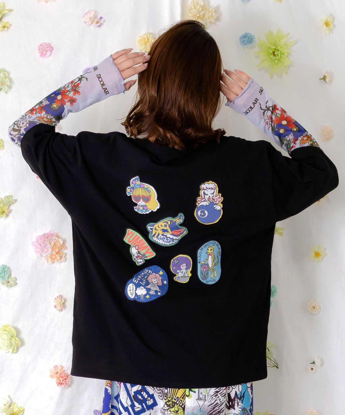 花ネコプリント袖チュールインナー-4