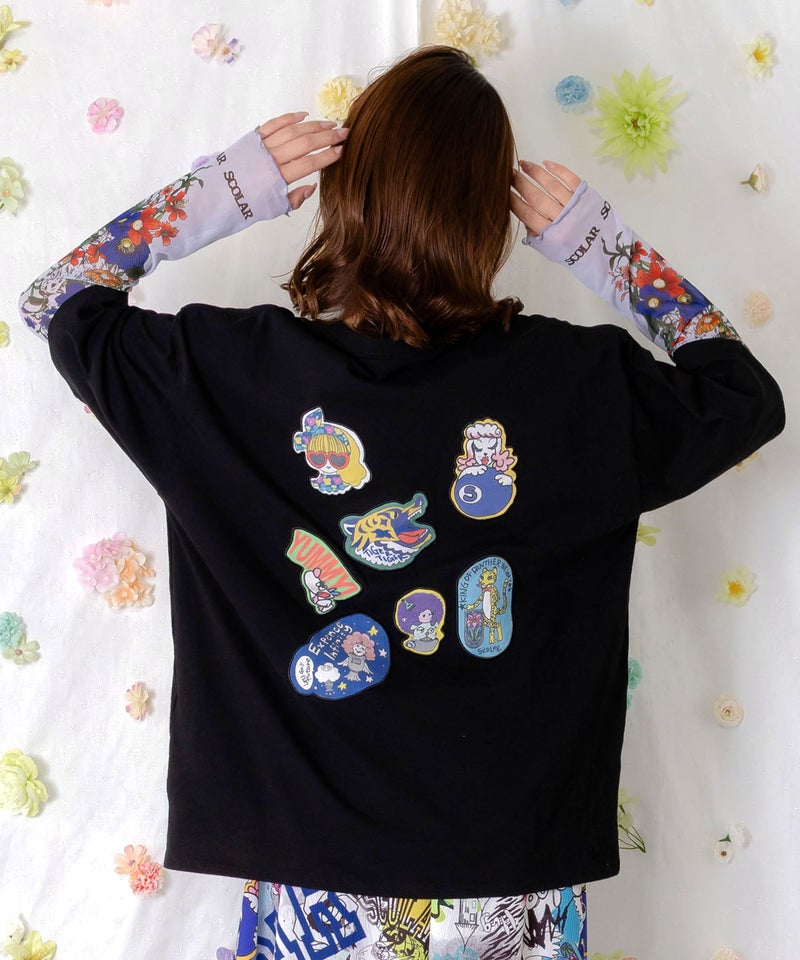 花ネコプリント袖チュールインナー-4