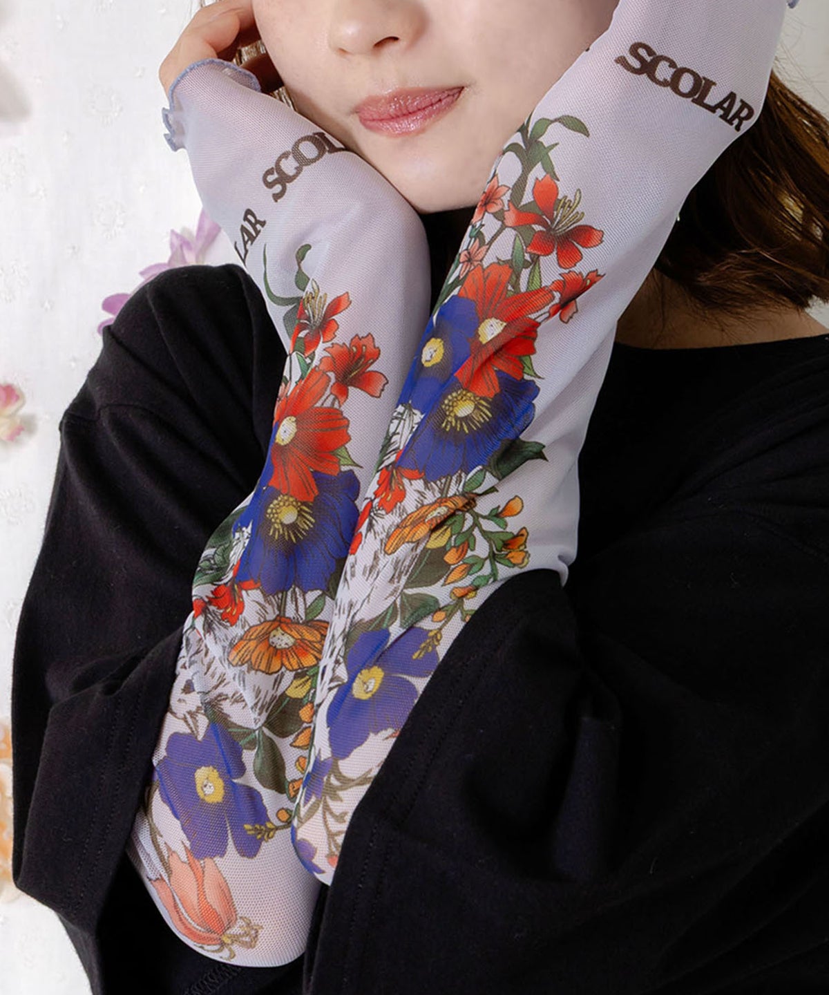 花ネコプリント袖チュールインナー-5