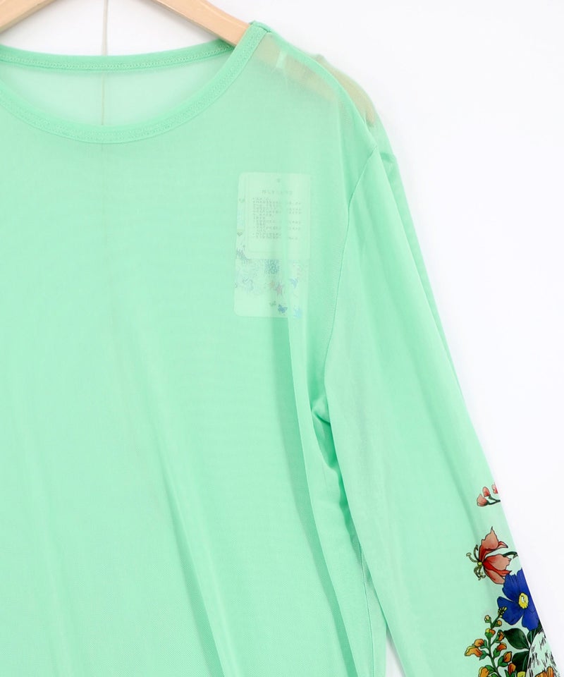 花ネコプリント袖チュールインナー-15