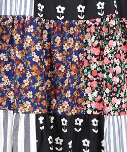 花柄×ストライプ パッチワーク風キャミワンピース-5