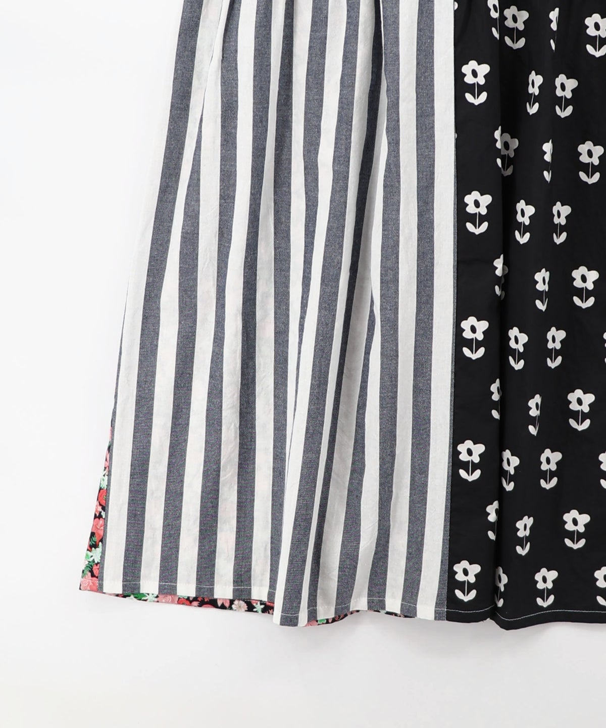 花柄×ストライプ パッチワーク風キャミワンピース-10