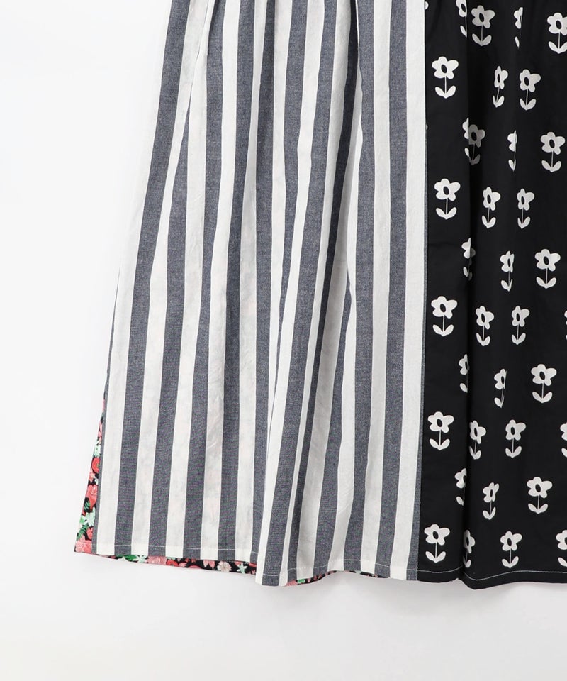 花柄×ストライプ パッチワーク風キャミワンピース-10