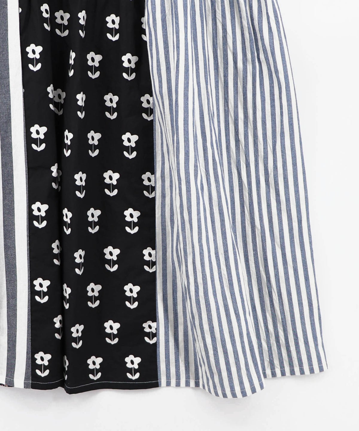 花柄×ストライプ パッチワーク風キャミワンピース-11