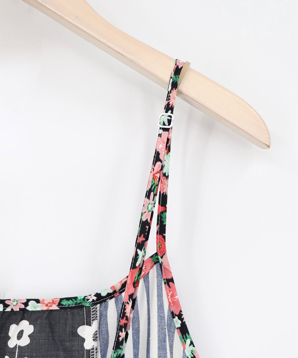 花柄×ストライプ パッチワーク風キャミワンピース-13