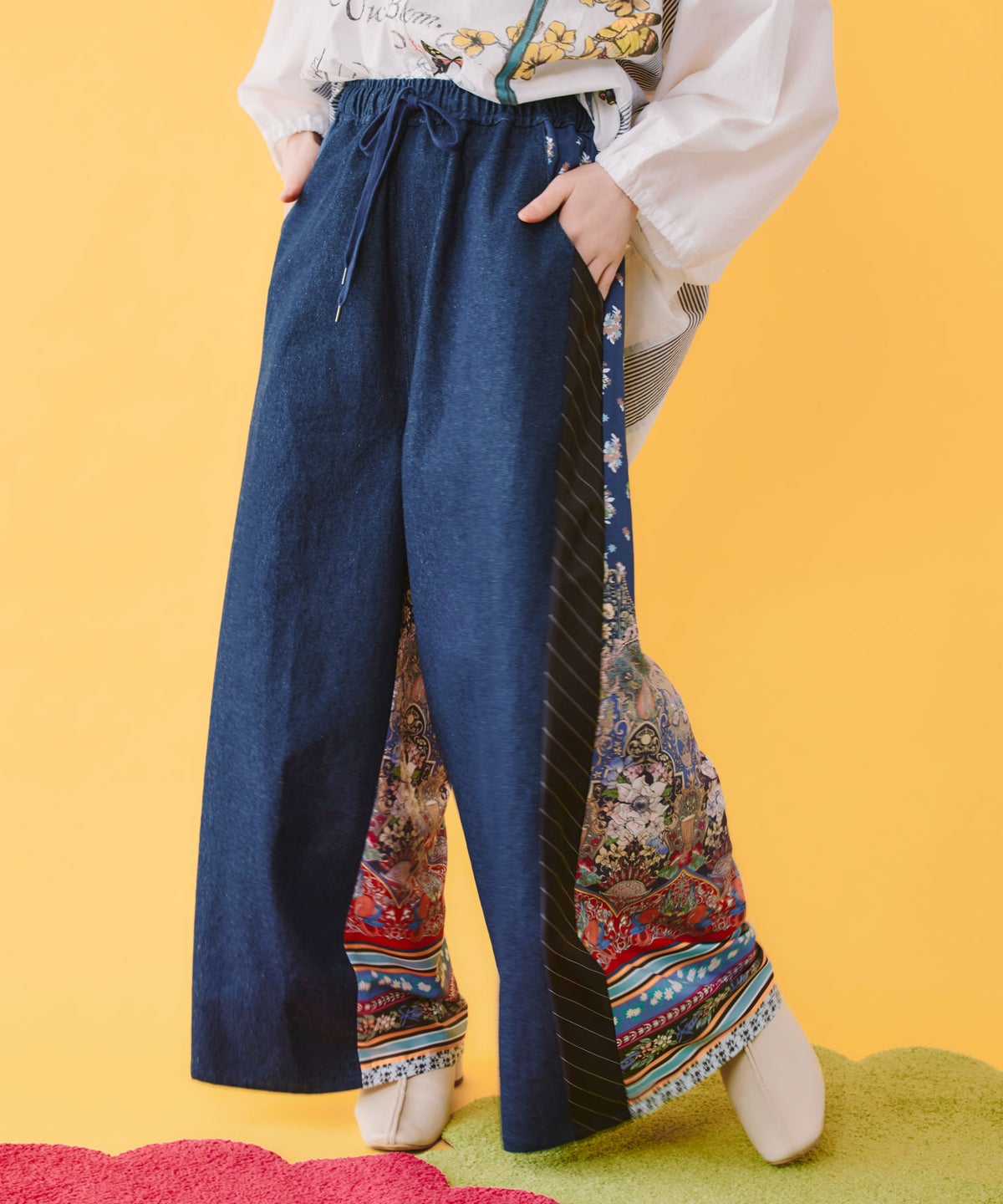 デニム×ストライプ×総柄パンツ-1