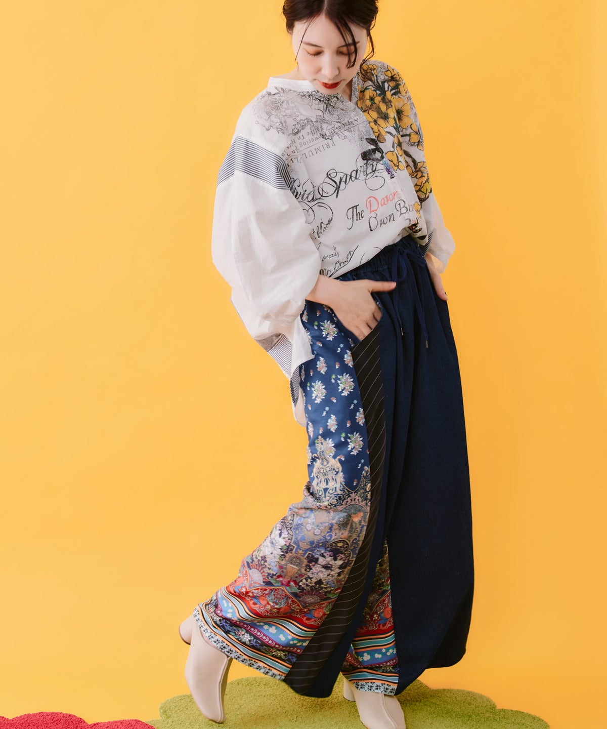 デニム×ストライプ×総柄パンツ-4