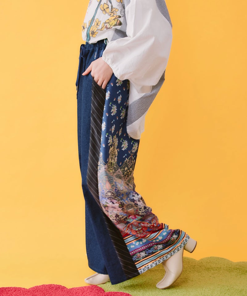 デニム×ストライプ×総柄パンツ-5