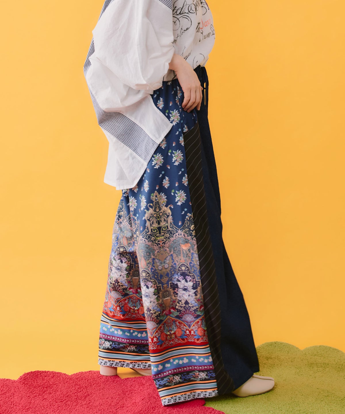 デニム×ストライプ×総柄パンツ-6