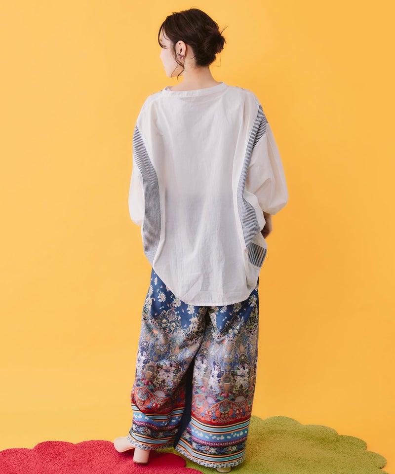 デニム×ストライプ×総柄パンツ-7