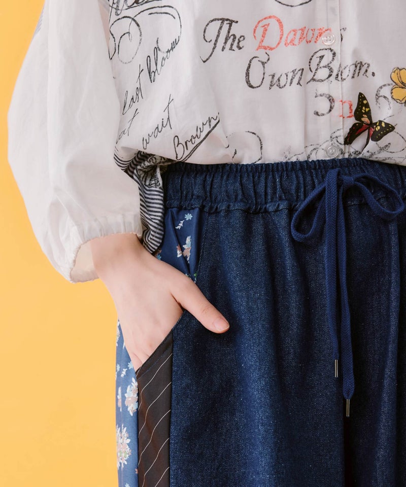 デニム×ストライプ×総柄パンツ-10