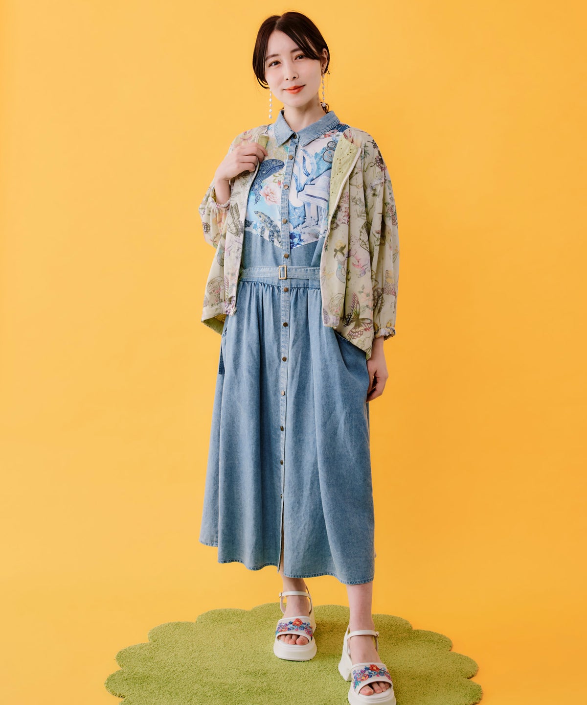 星座柄チュール×刺繍 コットンリバーシブルブルゾン-2