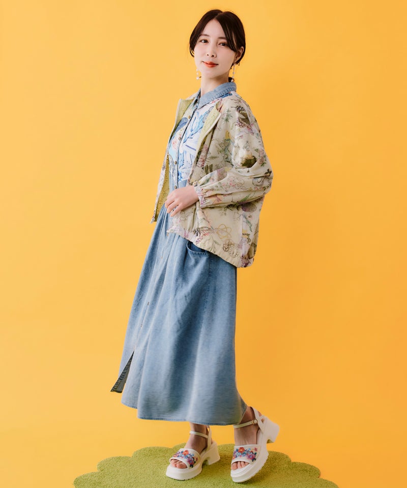 星座柄チュール×刺繍 コットンリバーシブルブルゾン-4