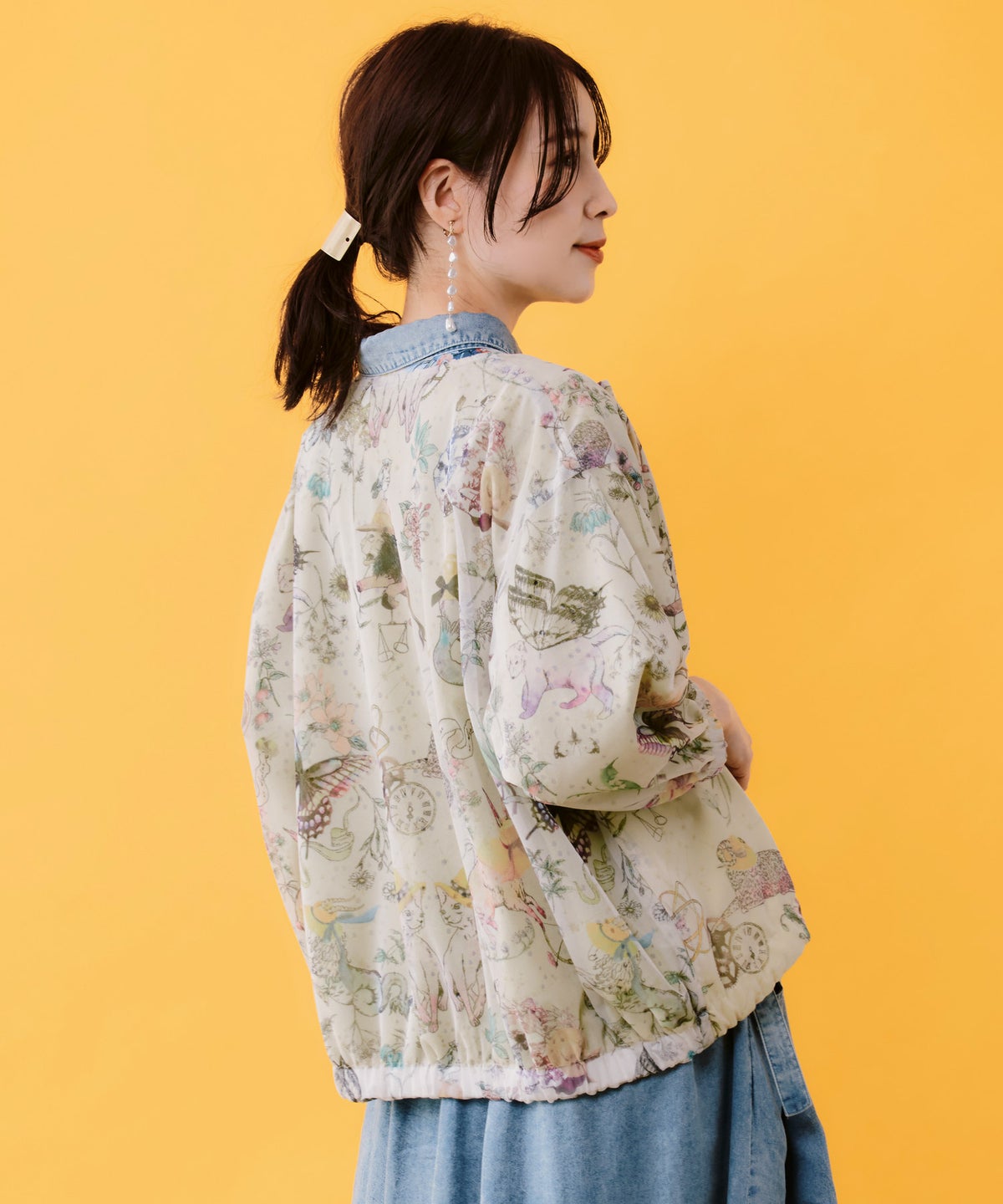 星座柄チュール×刺繍 コットンリバーシブルブルゾン-6