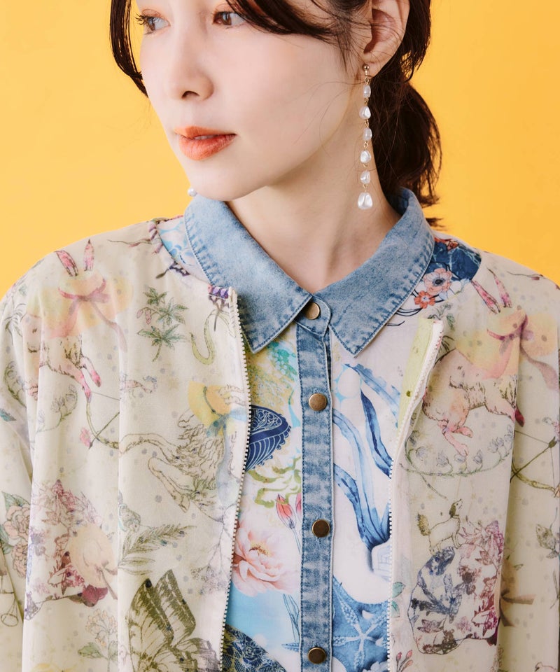 星座柄チュール×刺繍 コットンリバーシブルブルゾン-7