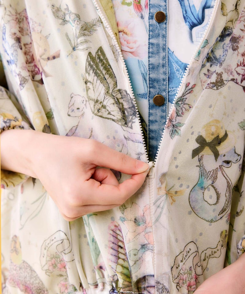 星座柄チュール×刺繍 コットンリバーシブルブルゾン-8