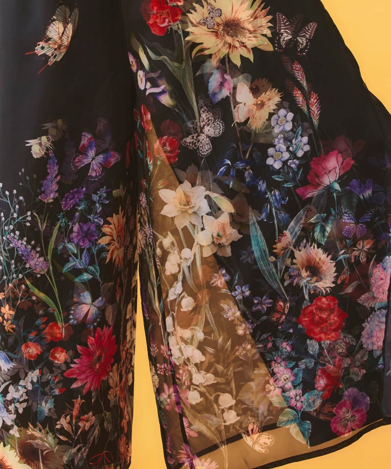 花柄シフォン×花柄生地 3D風パンツ-7