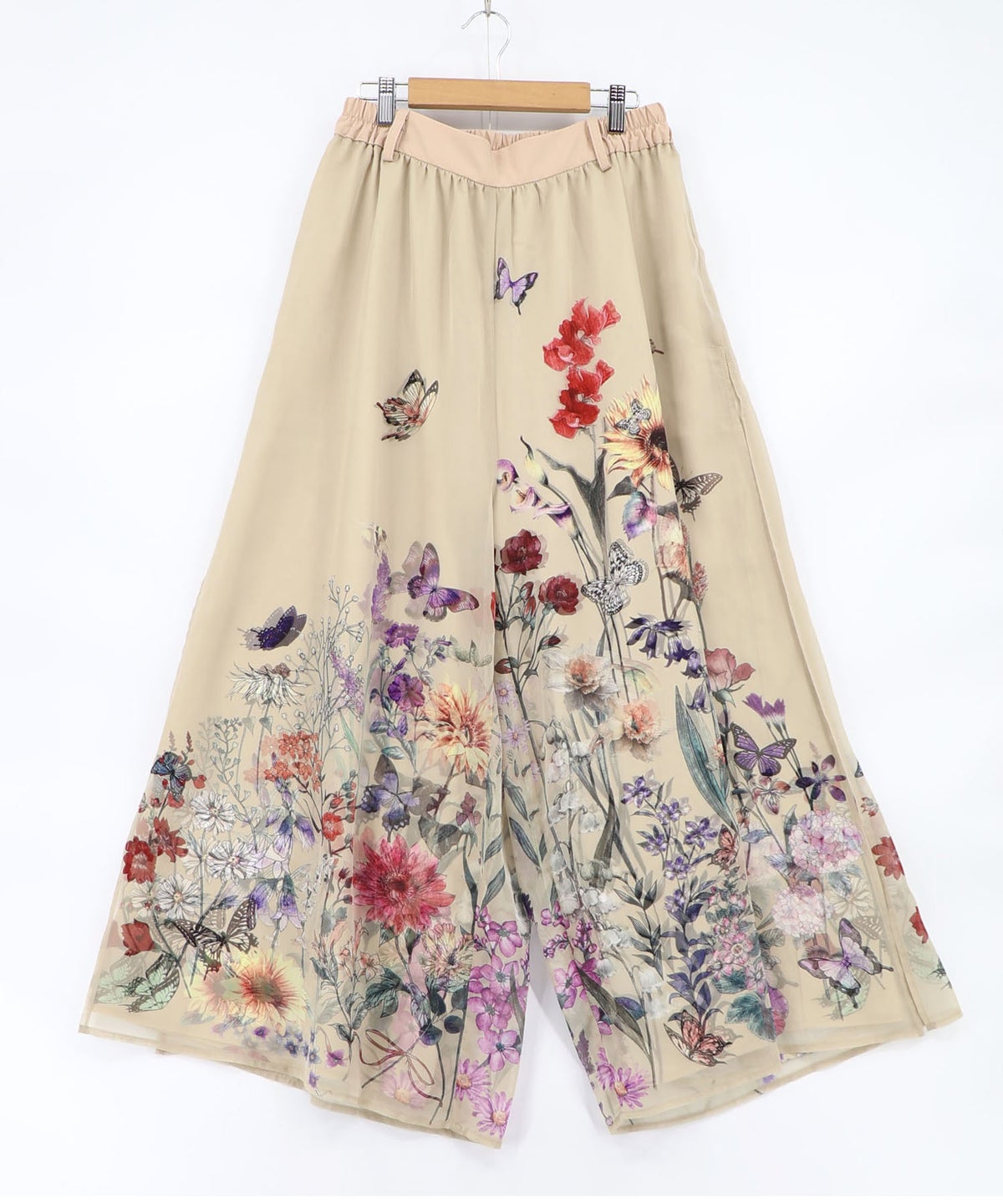 花柄シフォン×花柄生地 3D風パンツ-8