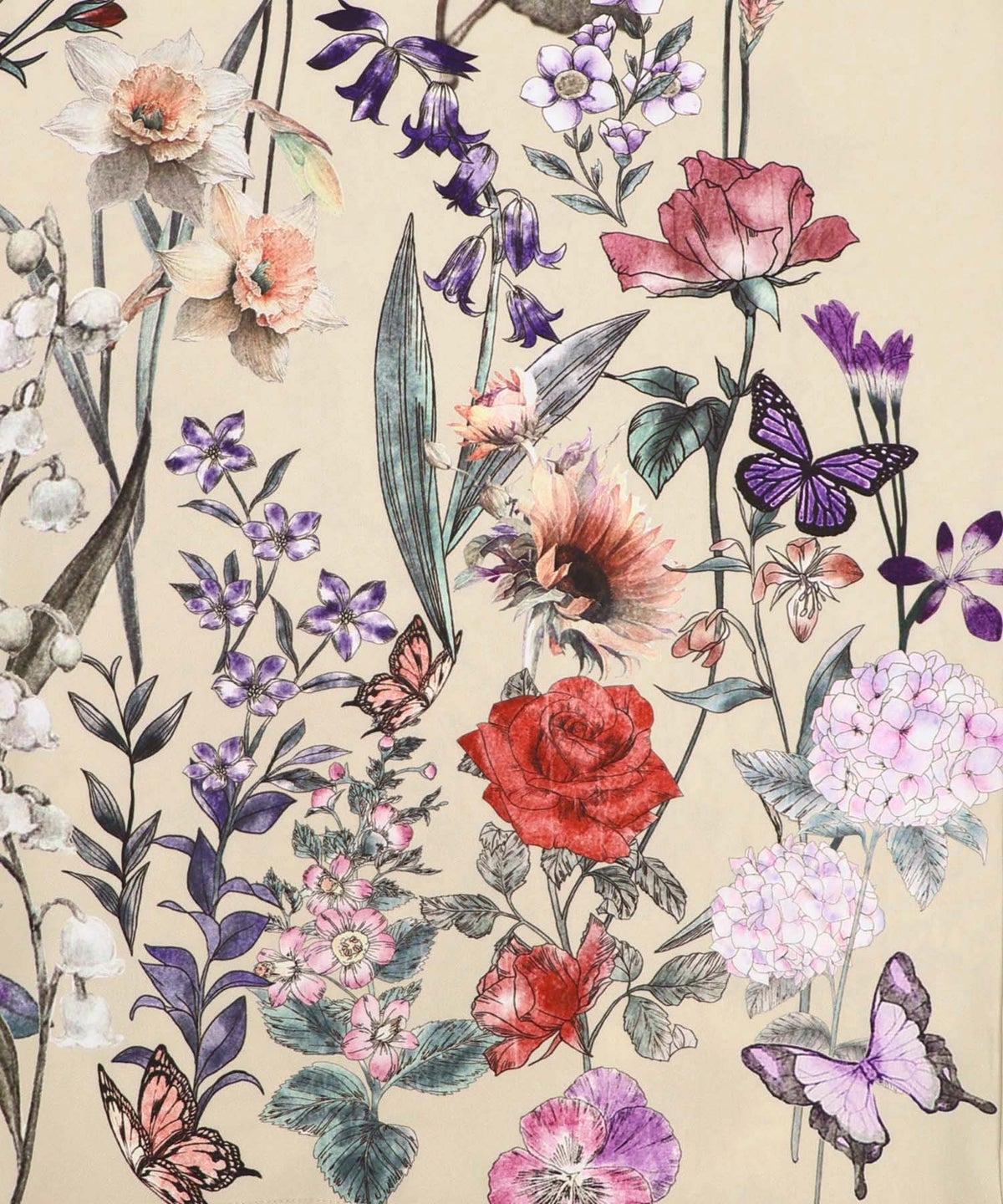 花柄シフォン×花柄生地 3D風パンツ-9