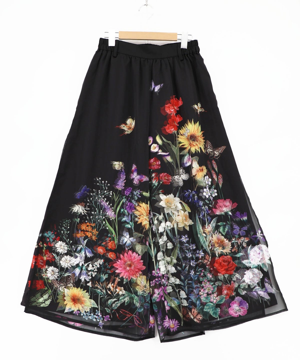 花柄シフォン×花柄生地 3D風パンツ-10