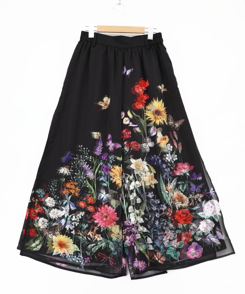花柄シフォン×花柄生地 3D風パンツ-10