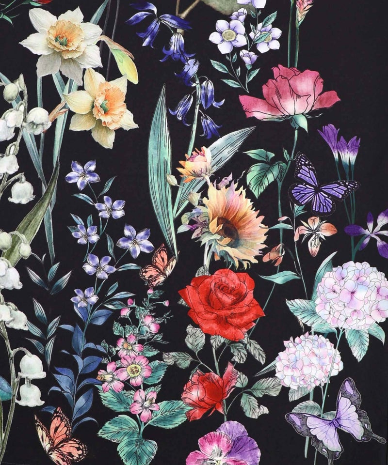 花柄シフォン×花柄生地 3D風パンツ-11