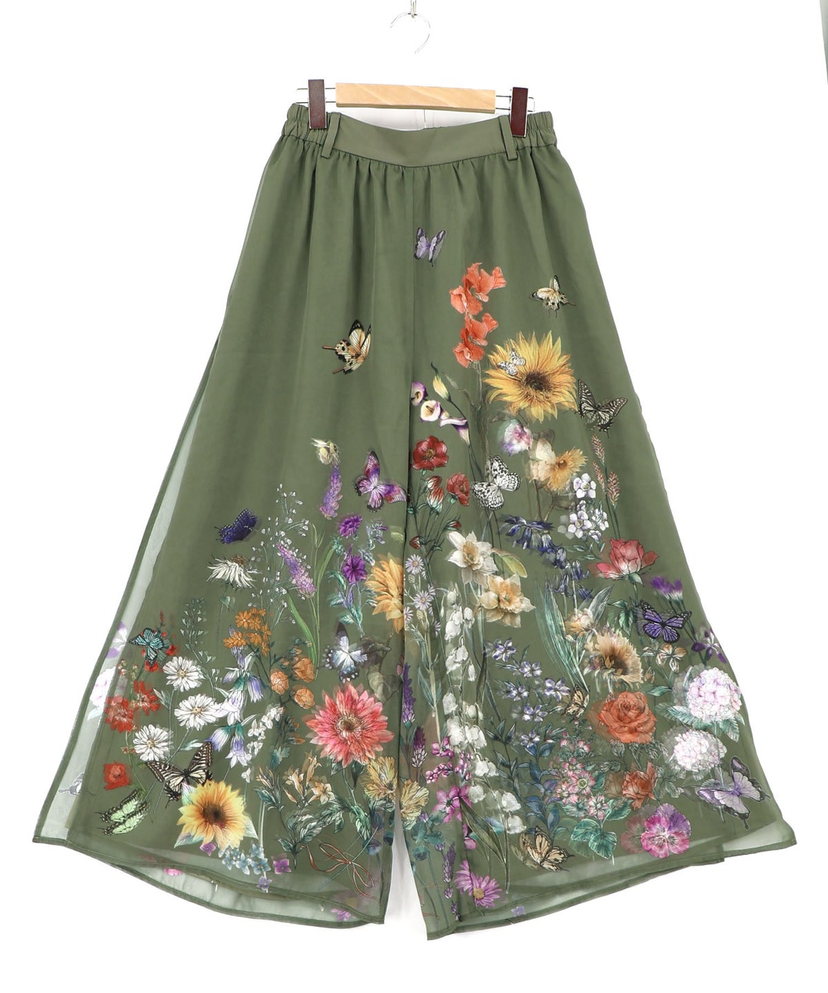 花柄シフォン×花柄生地 3D風パンツ-12