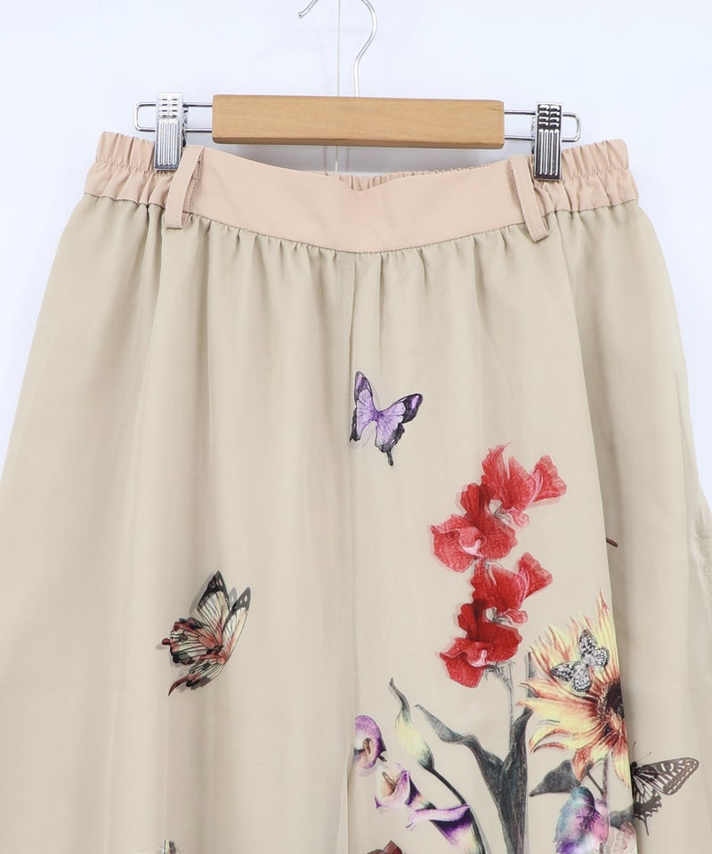 花柄シフォン×花柄生地 3D風パンツ-14