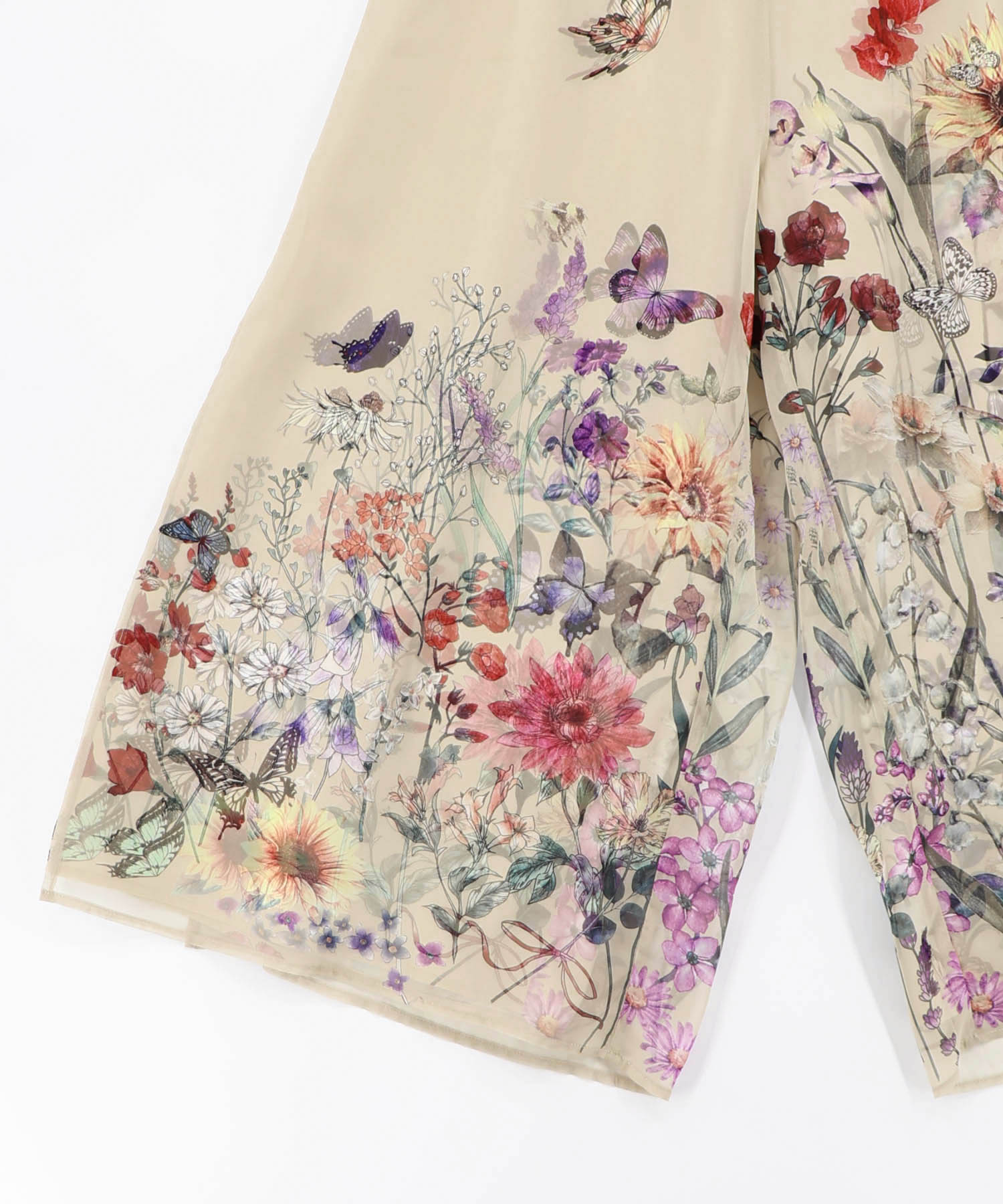 562224：花柄シフォン×花柄生地 3D風パンツの通販-ScoLar