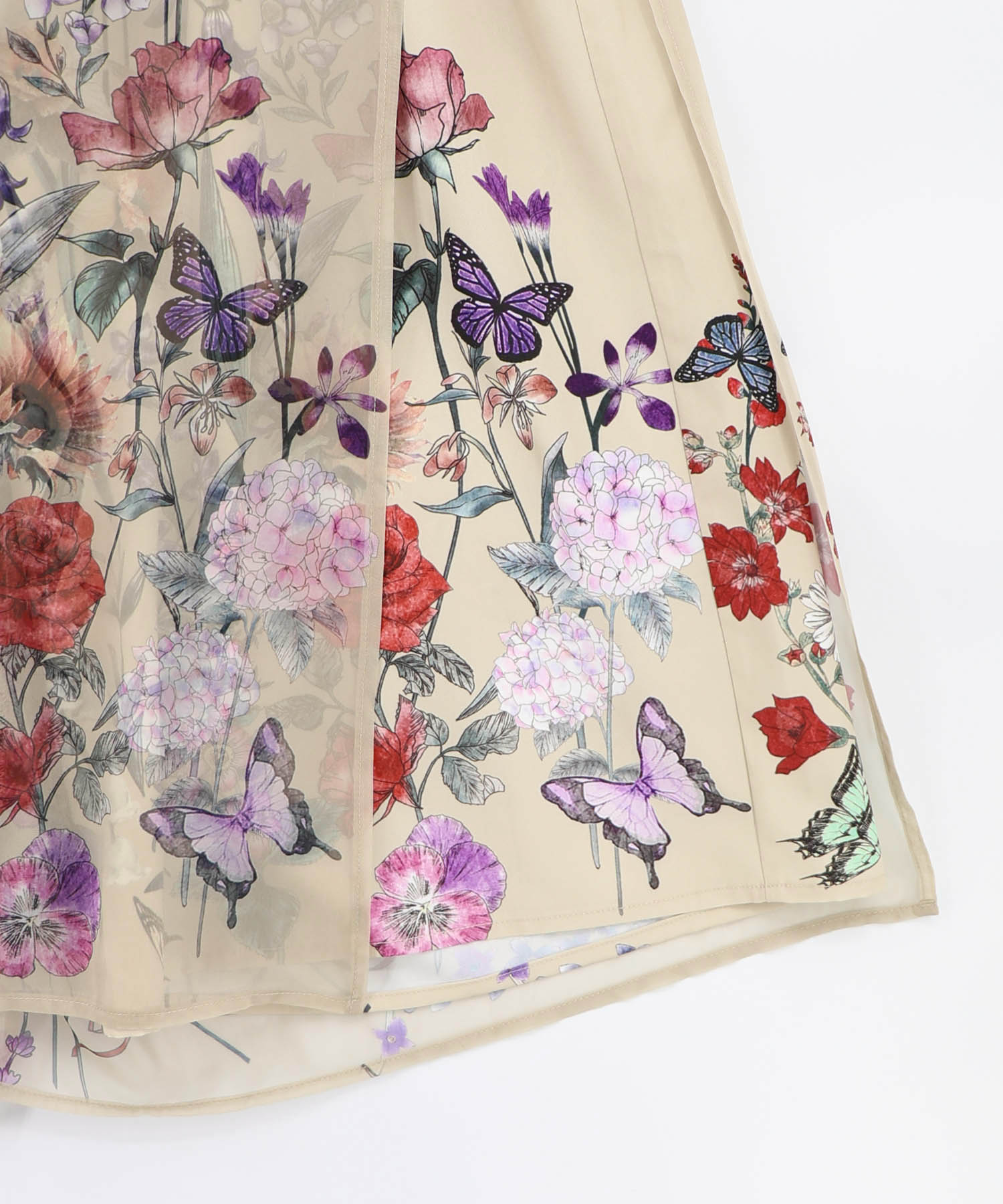 イズスカラー　isscolar562224：花柄シフォン×花柄生地 3D風パンツ 562224：花柄シフォン×花柄生地 3D風パンツの通販-ScoLar