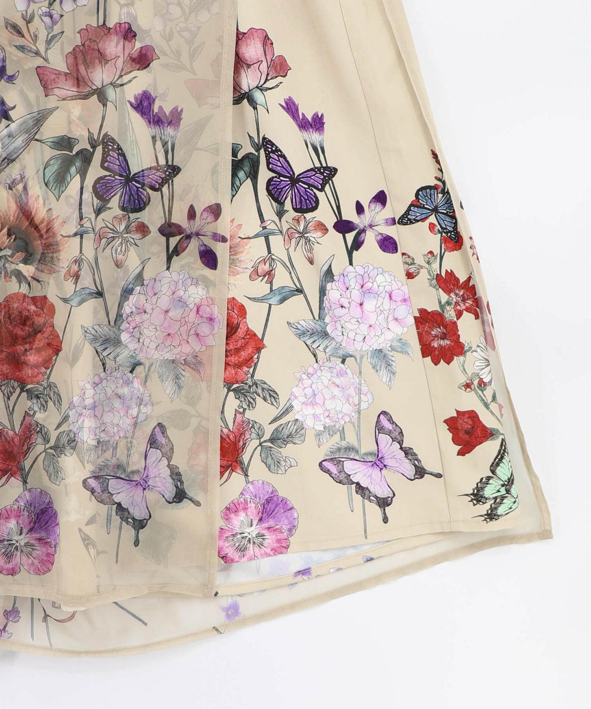 花柄シフォン×花柄生地 3D風パンツ-16