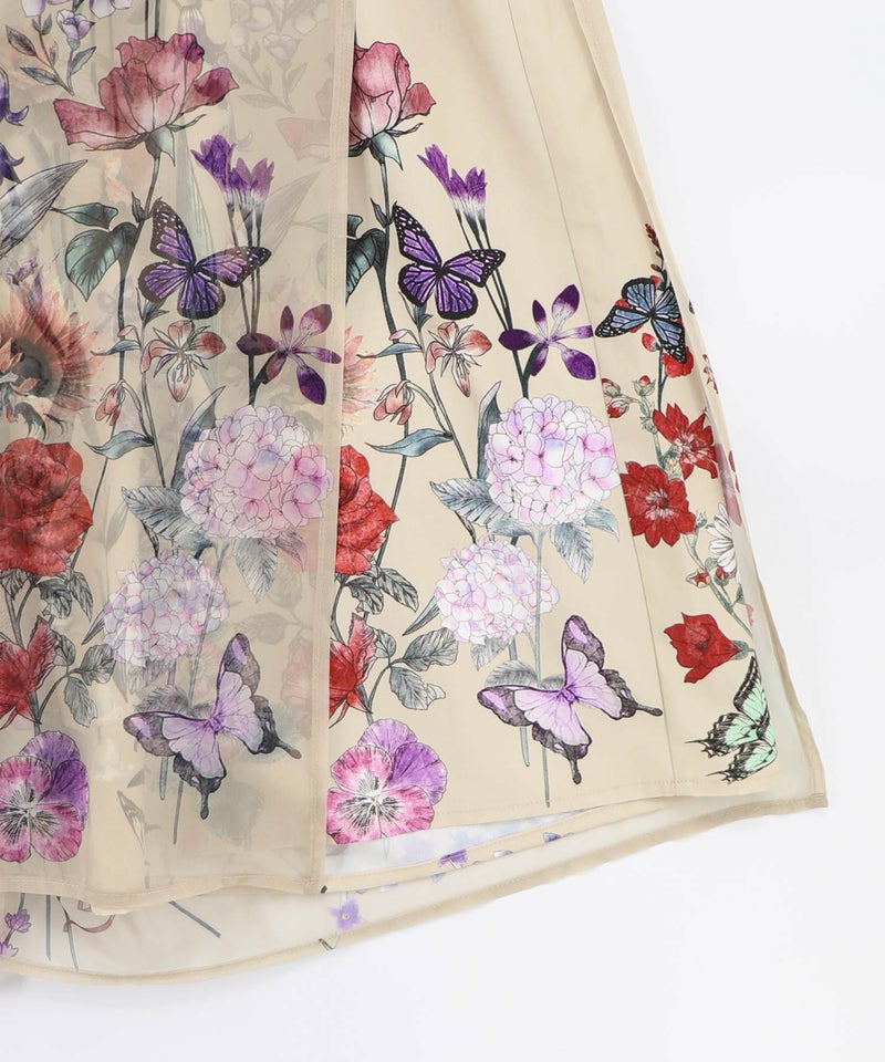 花柄シフォン×花柄生地 3D風パンツ-16