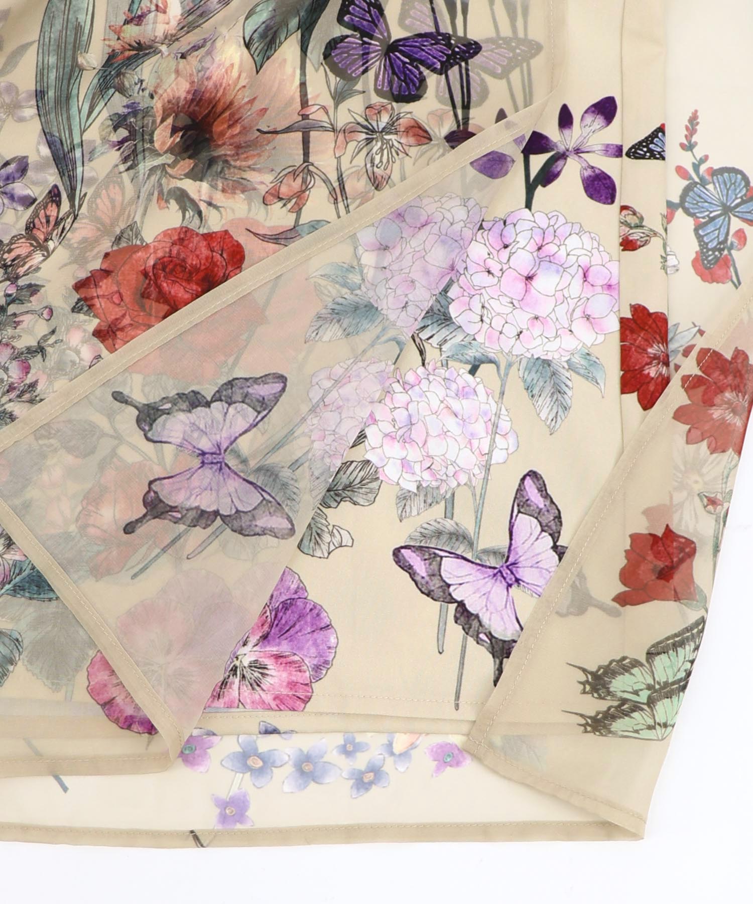 562224：花柄シフォン×花柄生地 3D風パンツの通販-ScoLar