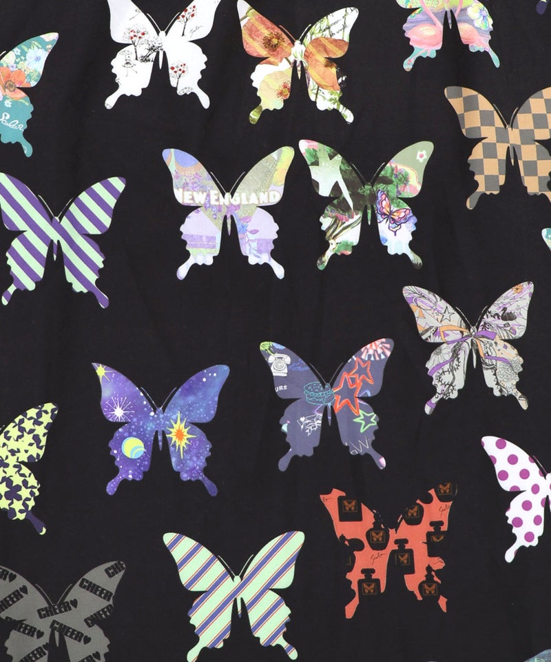 天竺×蝶柄布帛ワンピース-10