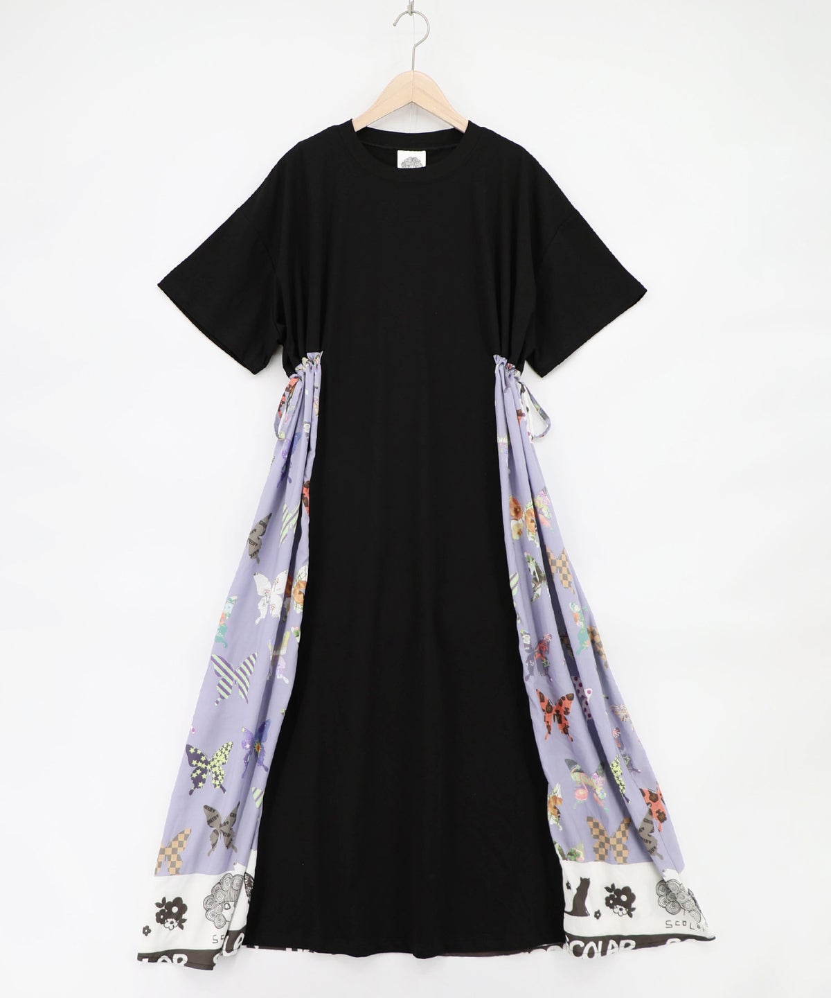 天竺×蝶柄布帛ワンピース-11