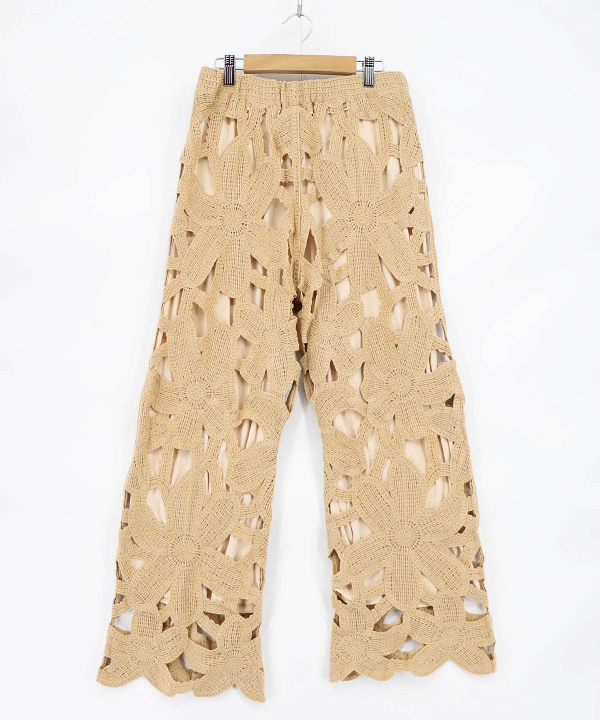 かぎ針風 大花レース編みパンツ-10